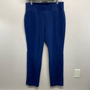 Lands’ End Starfish Mid Rise Slim Leg Pants Deep Sea Navy M/T (10-12)